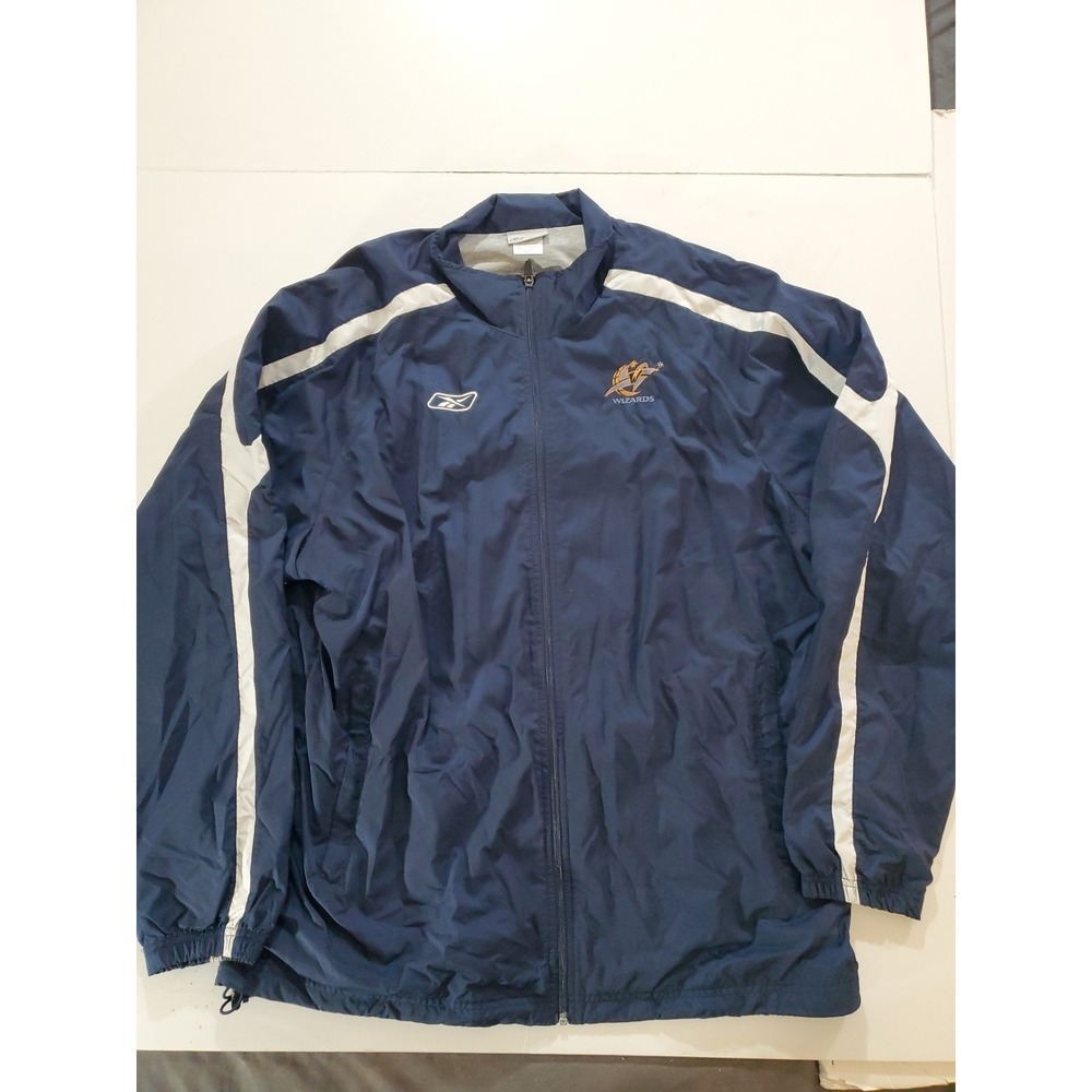 Reebok Washington Wizards Vintage Windbreaker Jacket Navy Blue NBA Mens Size LT